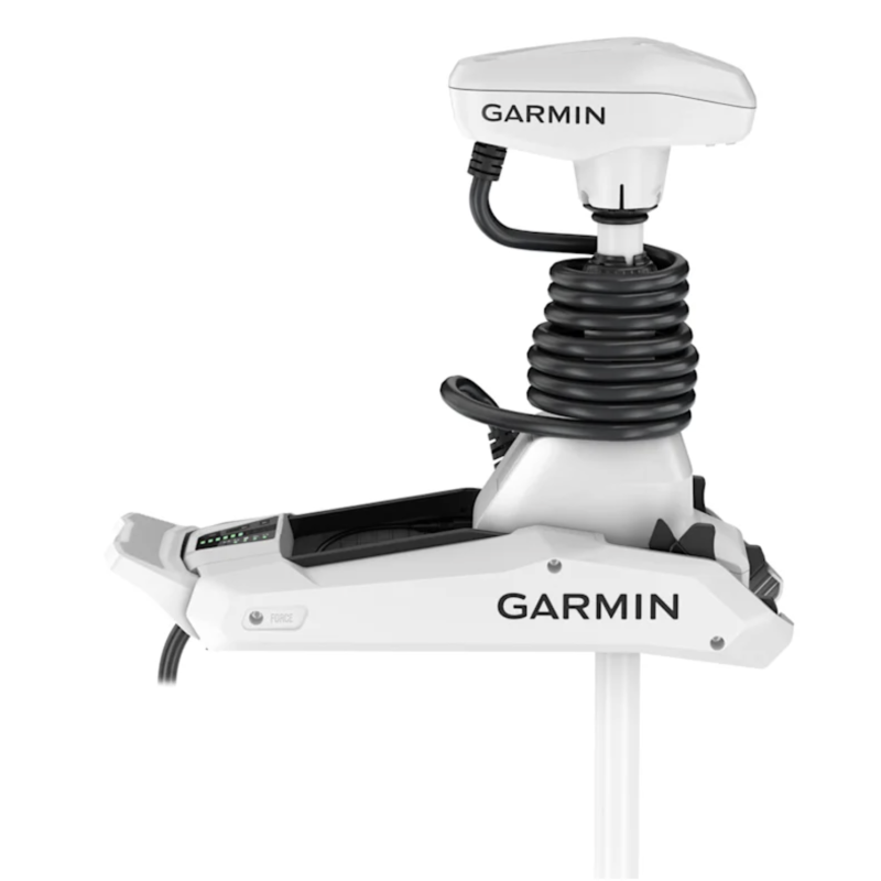 Vista superiore del motore Garmin Force Kraken con dettagli di design e componenti di controllo.