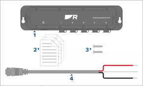 Schema rete Raymarine con switch RNS-5 collegato a Axiom e radar