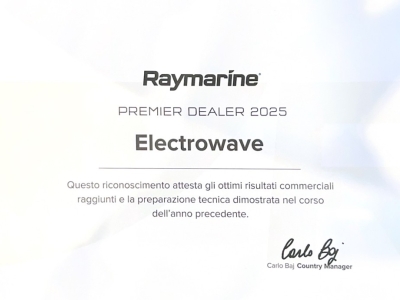 Electrowave riconosciuta Premier Dealer Raymarine Italia